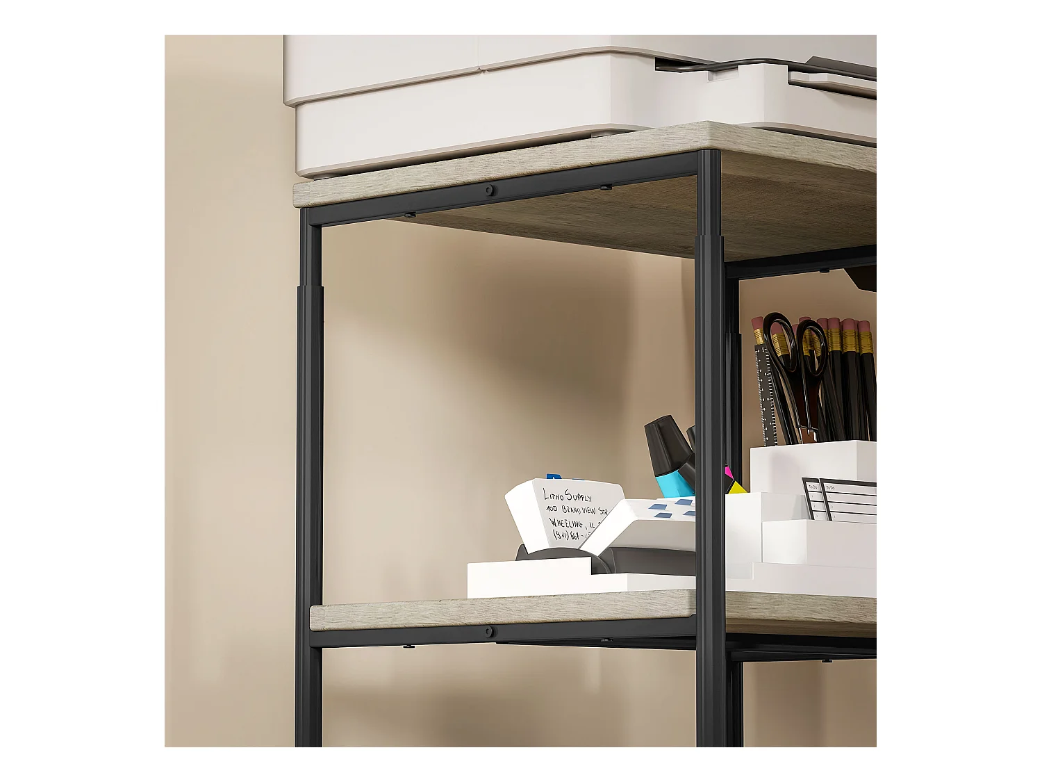 Druckertisch mit Rolle, Druckerständer mit 3-Ebene, Druckerhalter