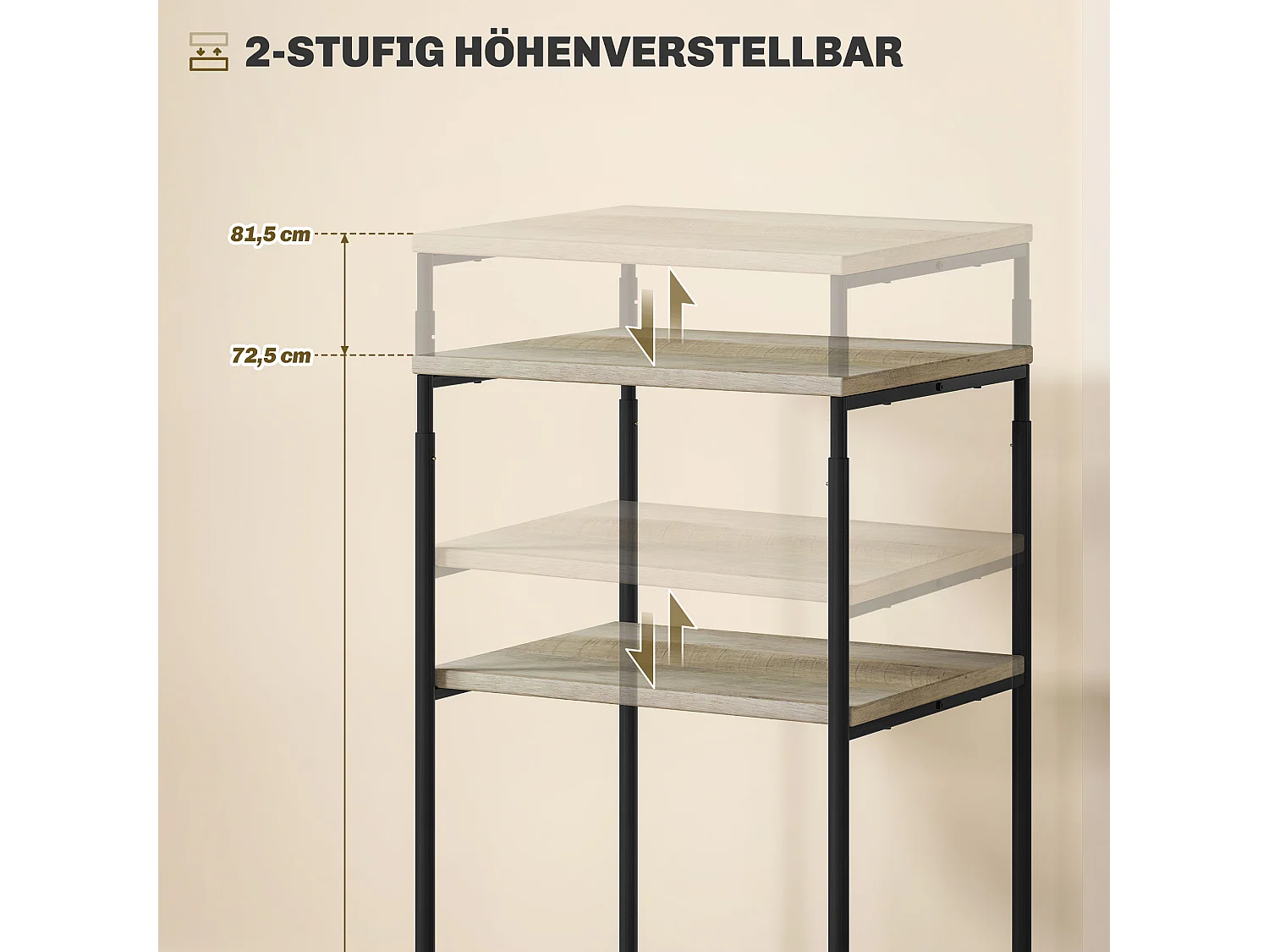 Druckertisch mit Rolle, Druckerständer mit 3-Ebene, Druckerhalter