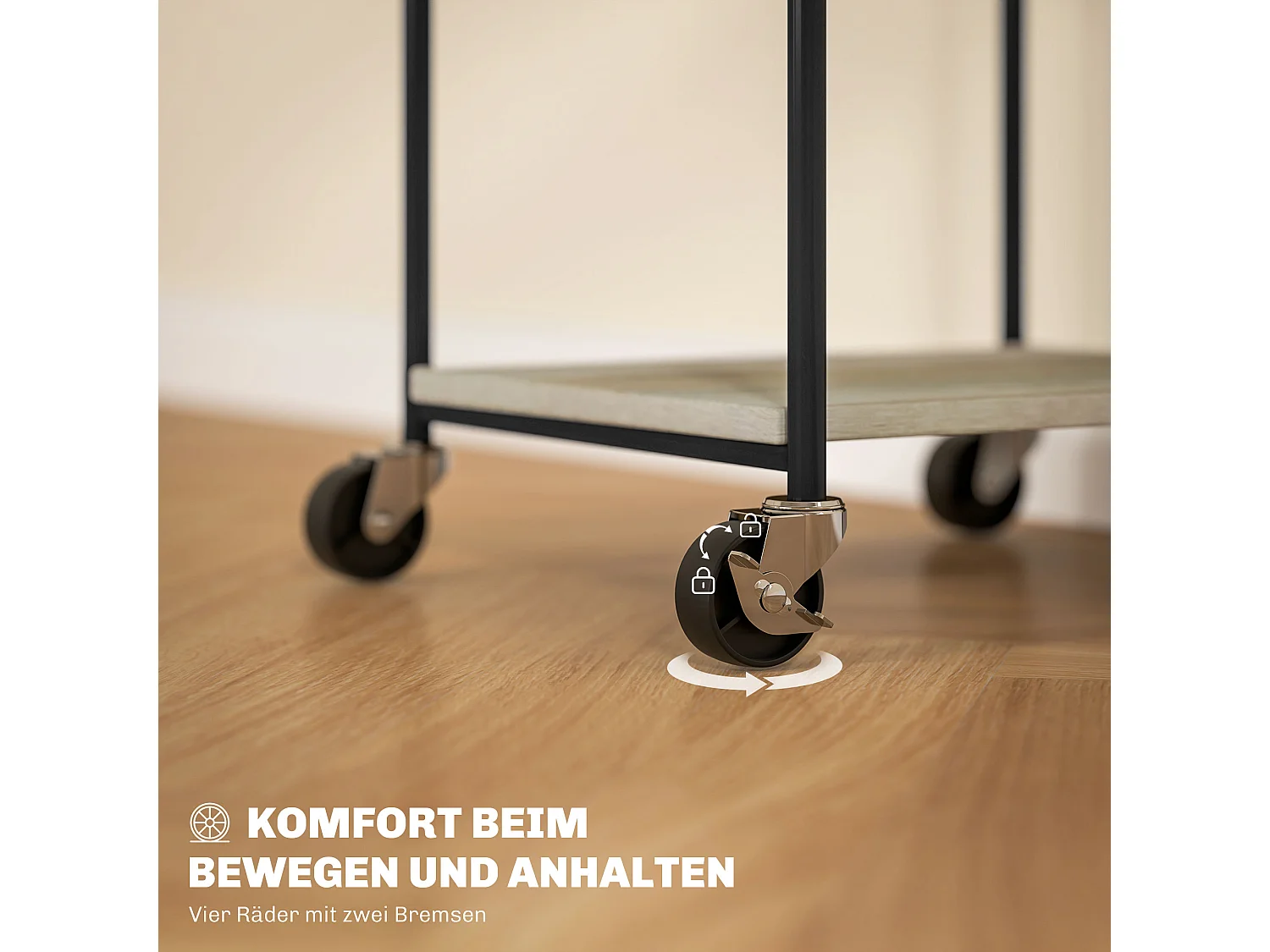 Druckertisch mit Rolle, Druckerständer mit 3-Ebene, Druckerhalter