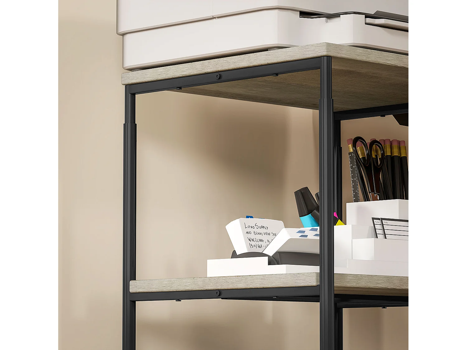 Druckertisch mit Rolle, Druckerständer mit 3-Ebene, Druckerhalter