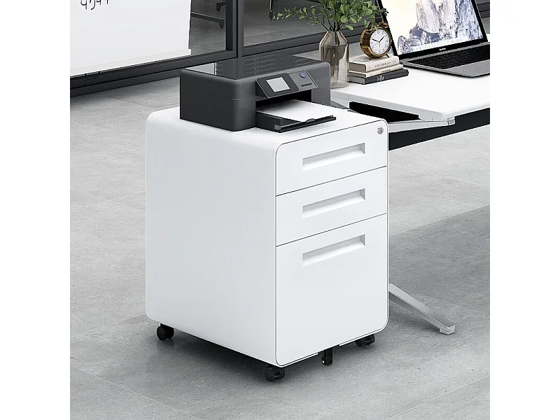 Mobiletto portadocumenti sottoscrivania a 3 cassetti, mobiletto portaoggetti versatile