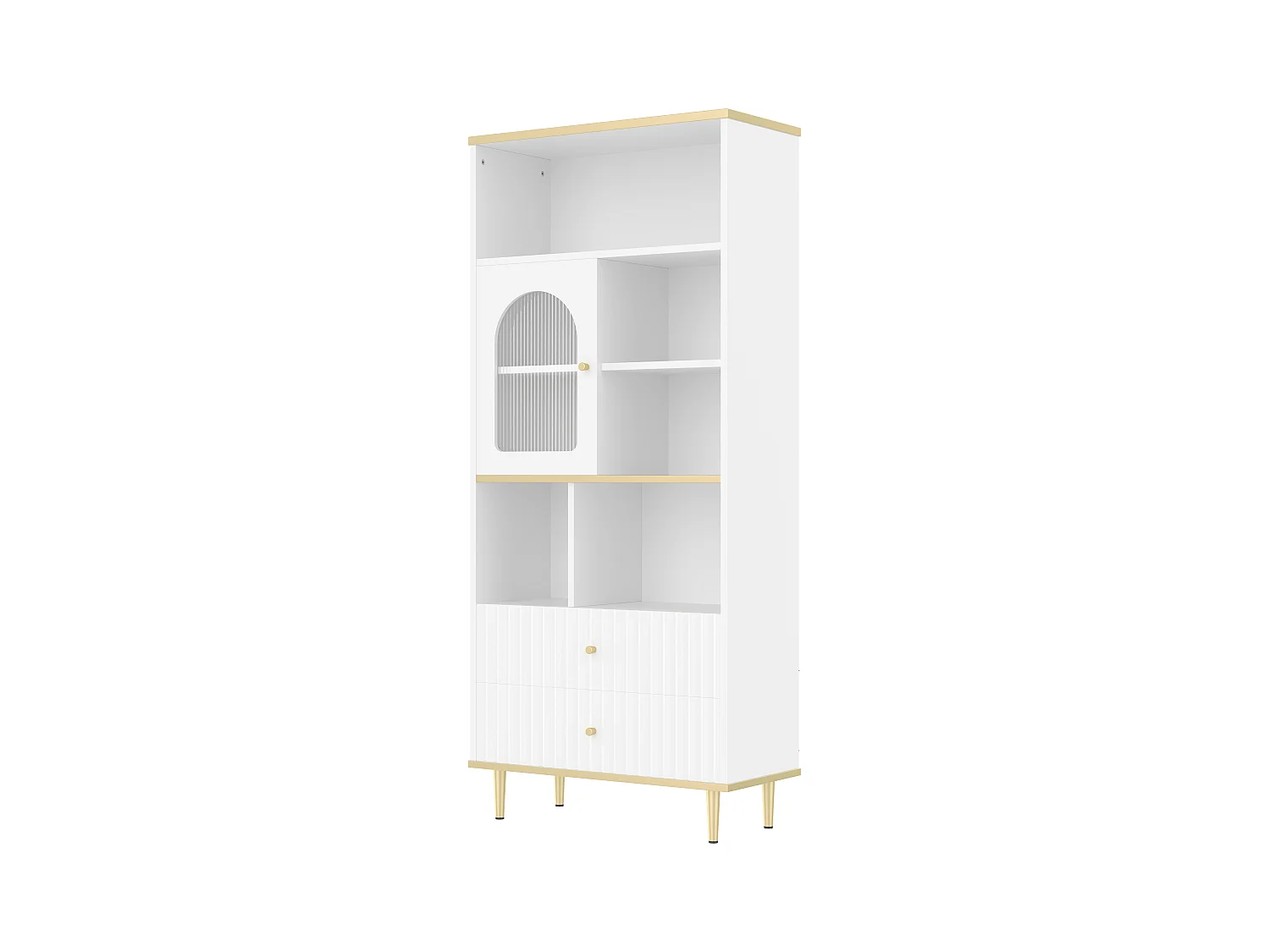 Multifunctionele boekenkast 78 x 36 x 180 cm, meerlaagse opbergruimte, transparante deur