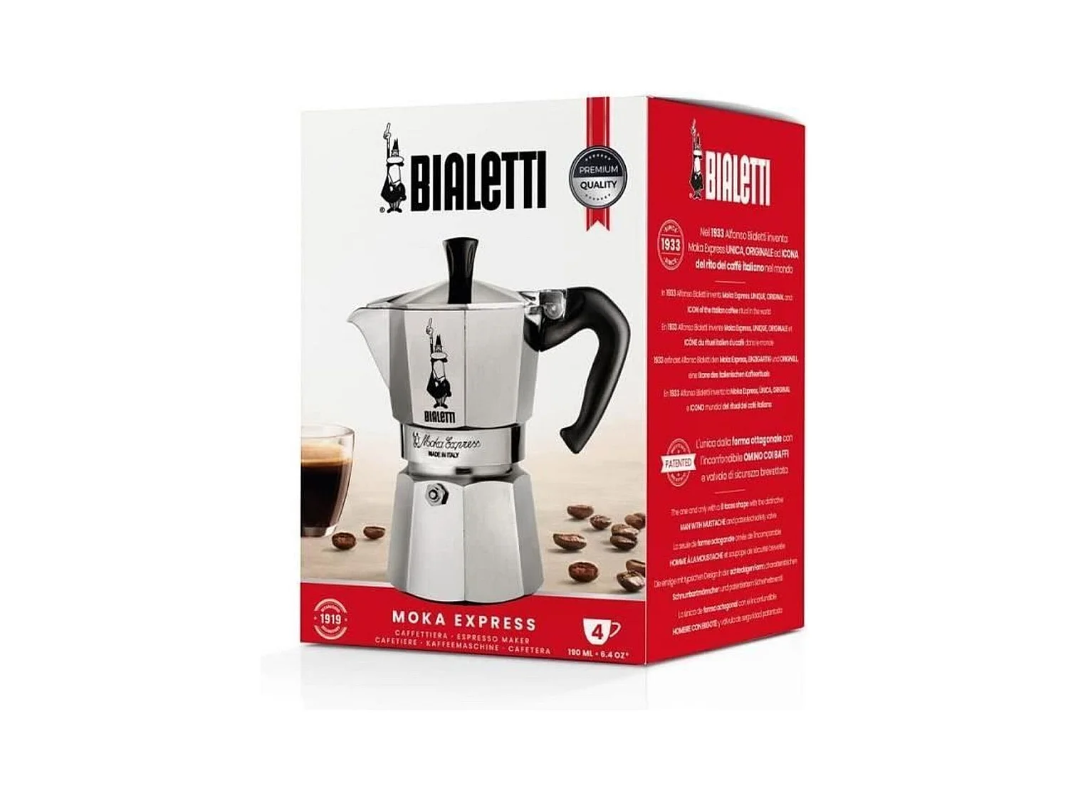 Caffettiera Italiana BIALETTI Moka Express in Alluminio 4 Tazze