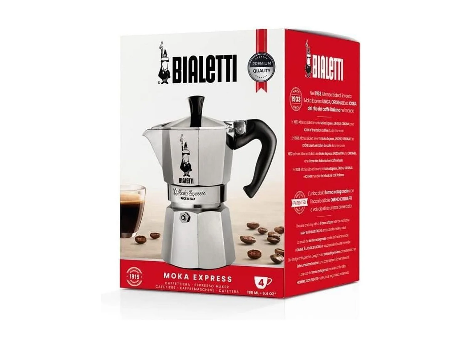 Cafetiere Italienne BIALETTI - Moka Express - Aluminium - 4 Tasses