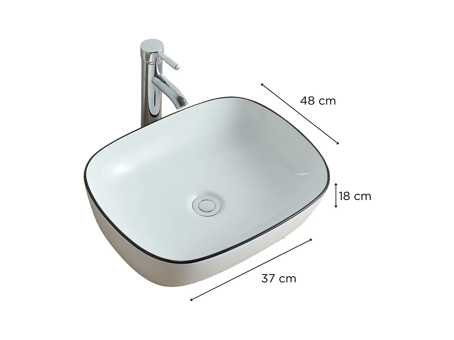 DIEGO VSQ A POSER RECT BLC/NOIR CERAM