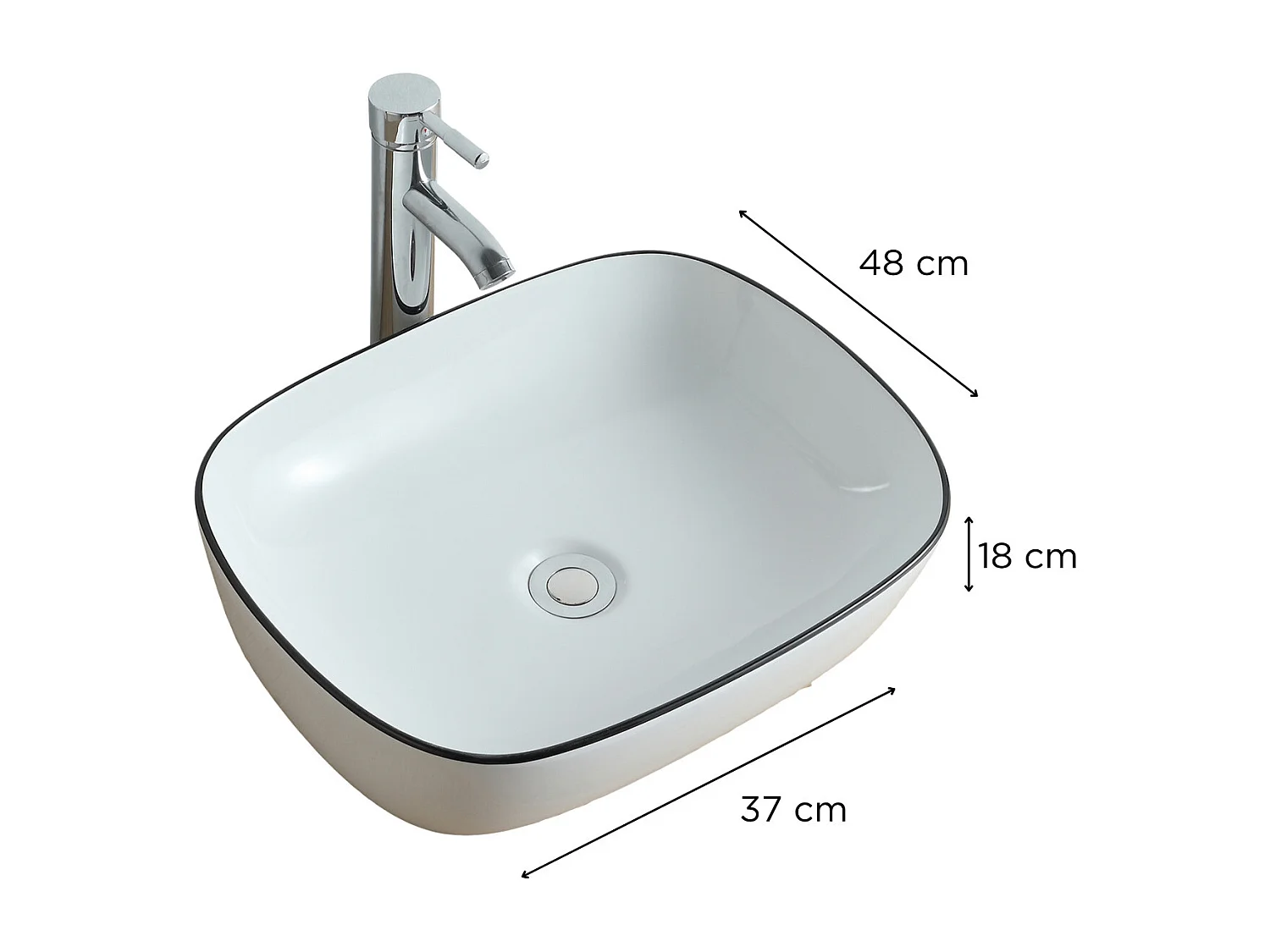 DIEGO VSQ A POSER RECT BLC/NOIR CERAM