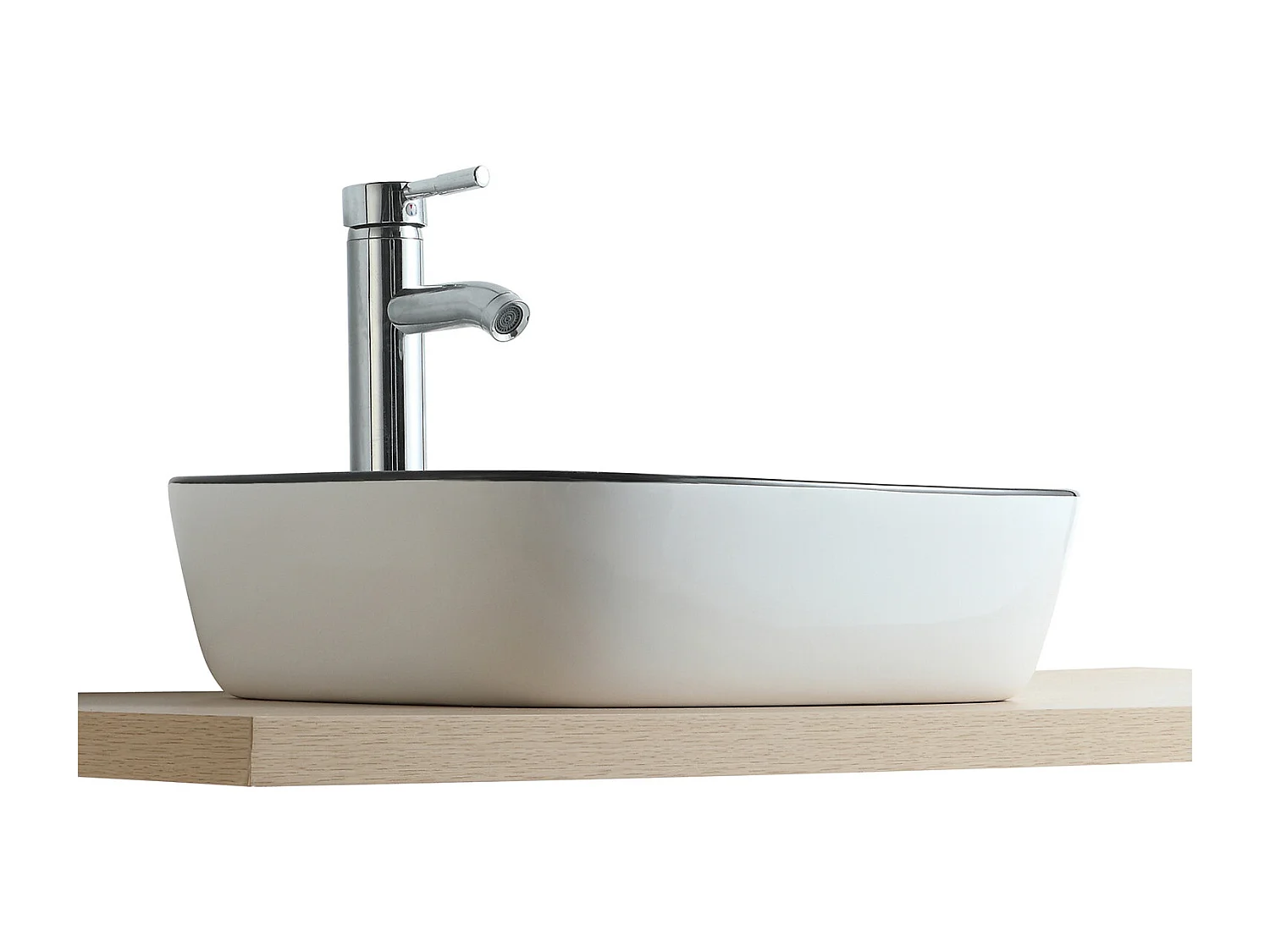 Rechteckiges Keramik-Aufsatzwaschbecken mit Rand, 48 x 37 cm, DIEGO