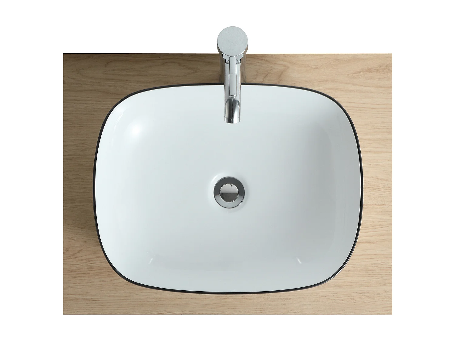 Rechteckiges Keramik-Aufsatzwaschbecken mit Rand, 48 x 37 cm, DIEGO