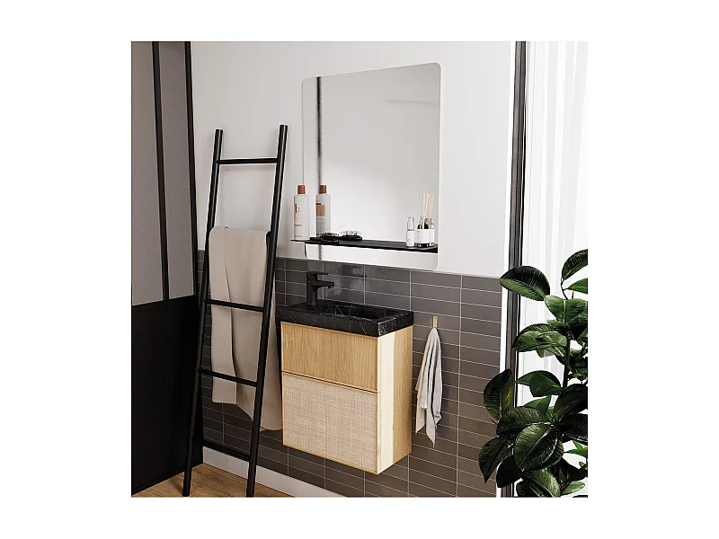 VASQUE LAVE-MAINS CERAMIQUE IMITATION MARBRE NOIR