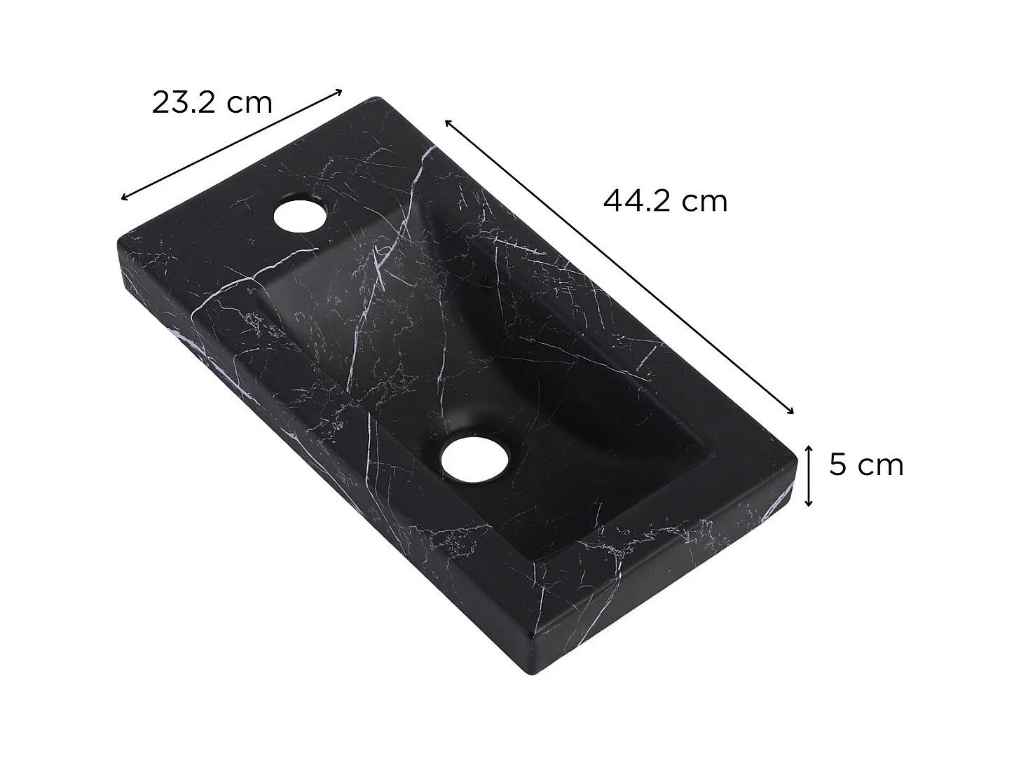 VASQUE LAVE-MAINS CERAMIQUE IMITATION MARBRE NOIR