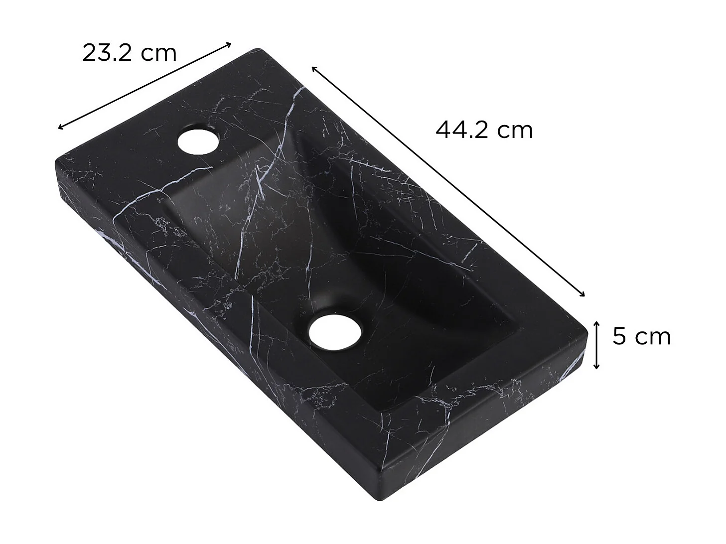 VASQUE LAVE-MAINS CERAMIQUE IMITATION MARBRE NOIR