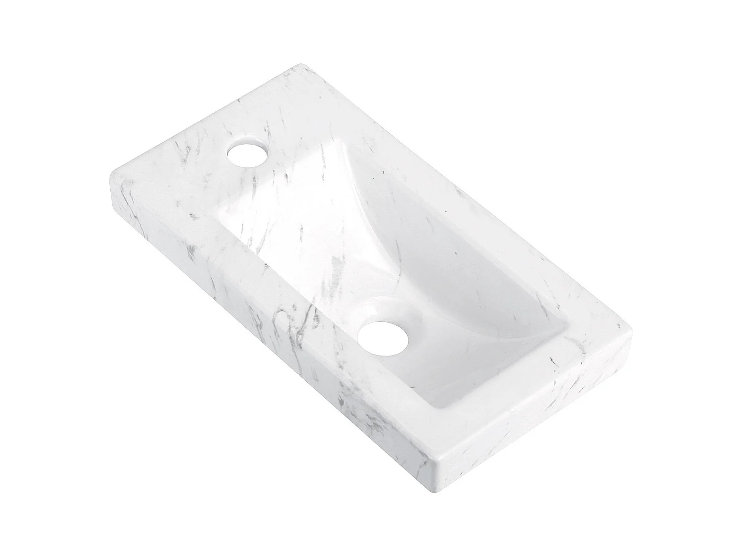 VASQUE LAVE-MAINS CERAMIQUE IMITATION MARBRE BLANC