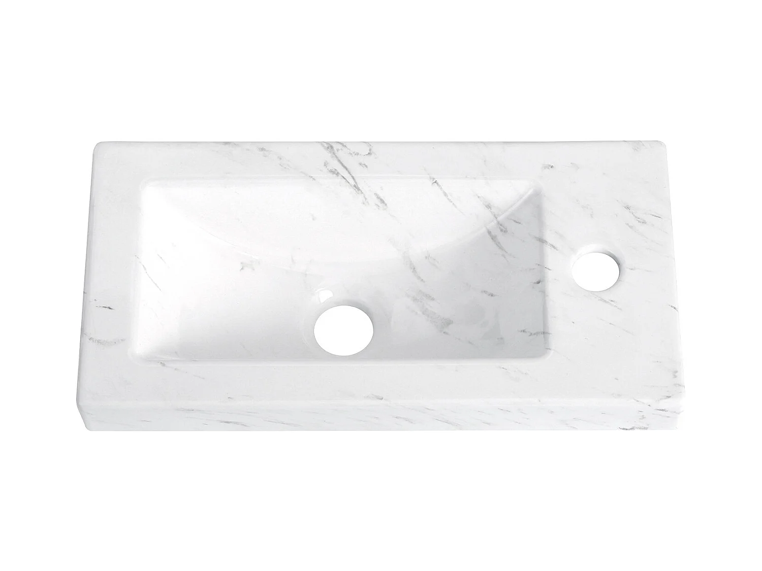 VASQUE LAVE-MAINS CERAMIQUE IMITATION MARBRE BLANC