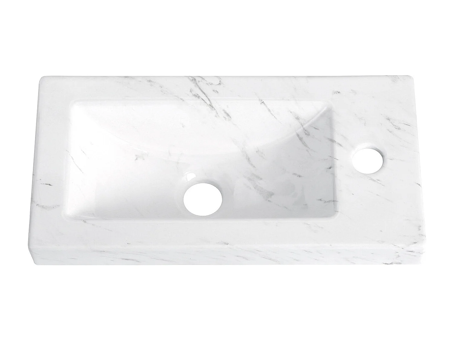 VASQUE LAVE-MAINS CERAMIQUE IMITATION MARBRE BLANC