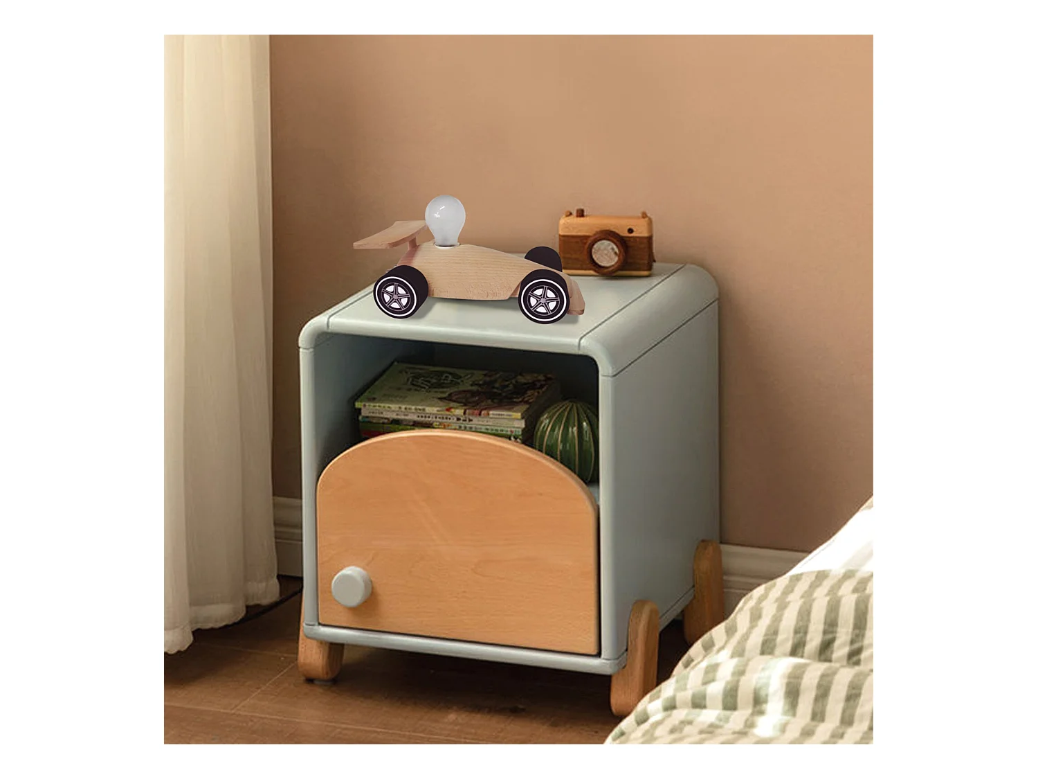 Lampe d'Enfant TOSEL ,bois,naturel,H24xD14xP14cm