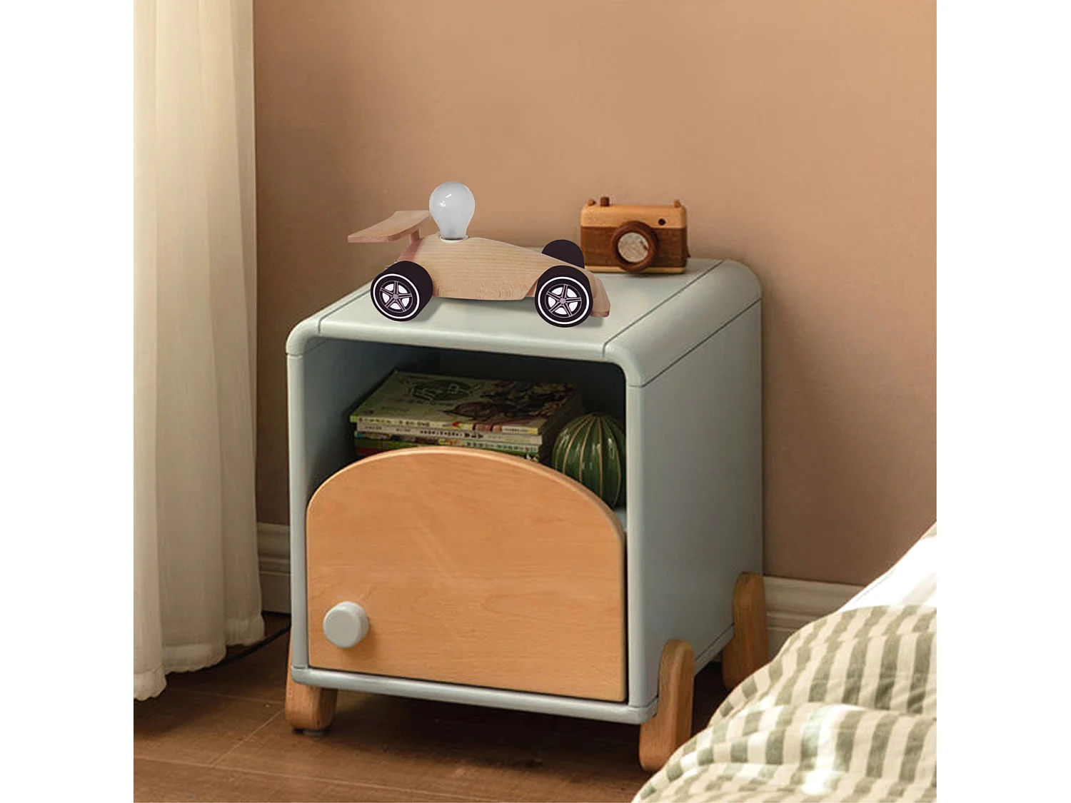 Lámpara de noche TOSEL ,madera,natural,A10xD28xP22cm