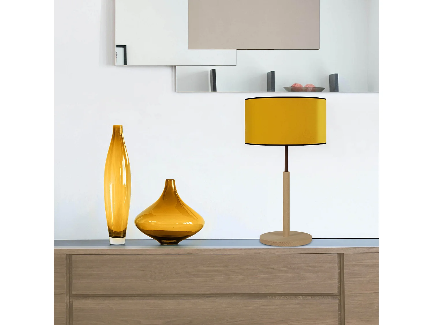 Lampe a Poser TOSEL ,bois,naturel, H 54x D30x P 30cm