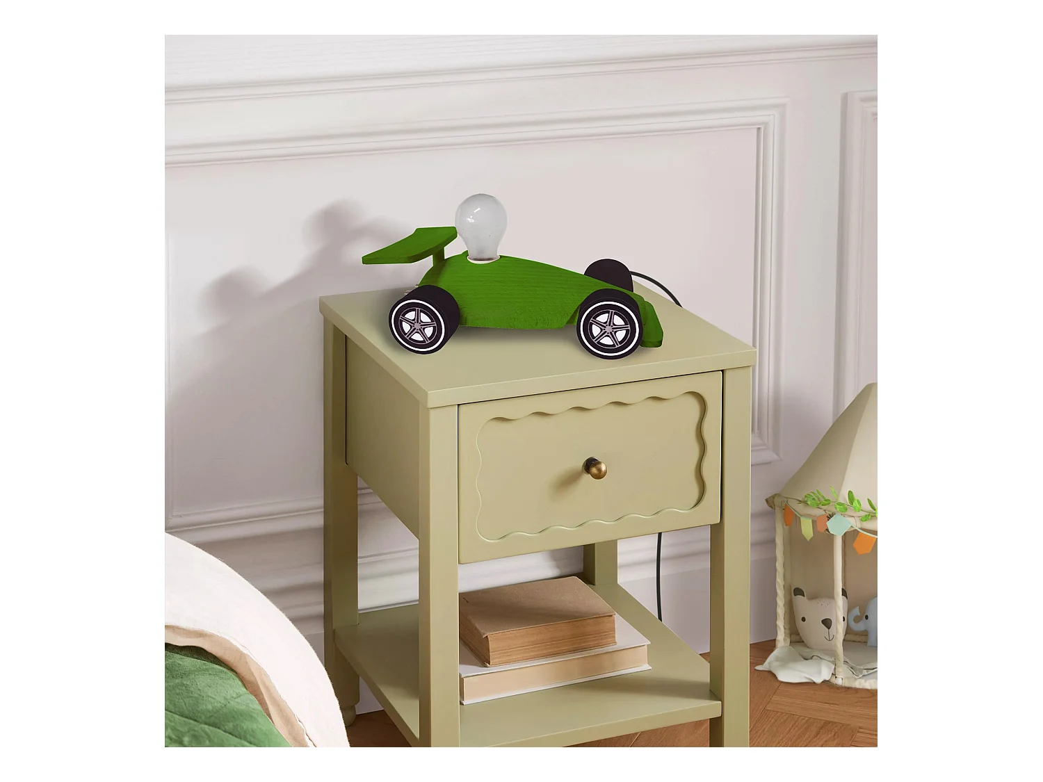 Lampe d'Enfant TOSEL ,bois,Vert  ,H24xD14xP14cm