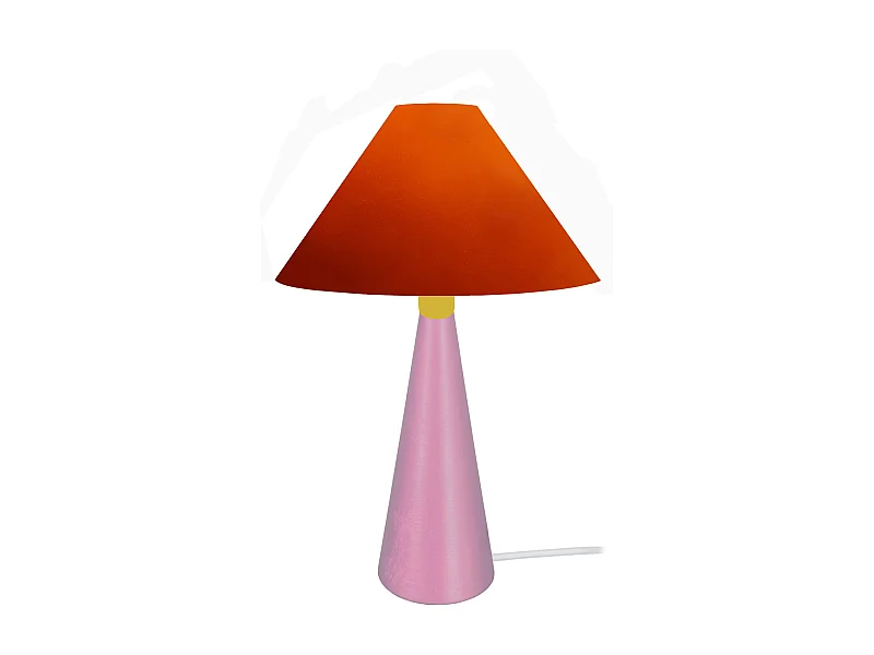 Lampe a Poser TOSEL ,métal,bois,Orange ,H37xD21xP21cm
