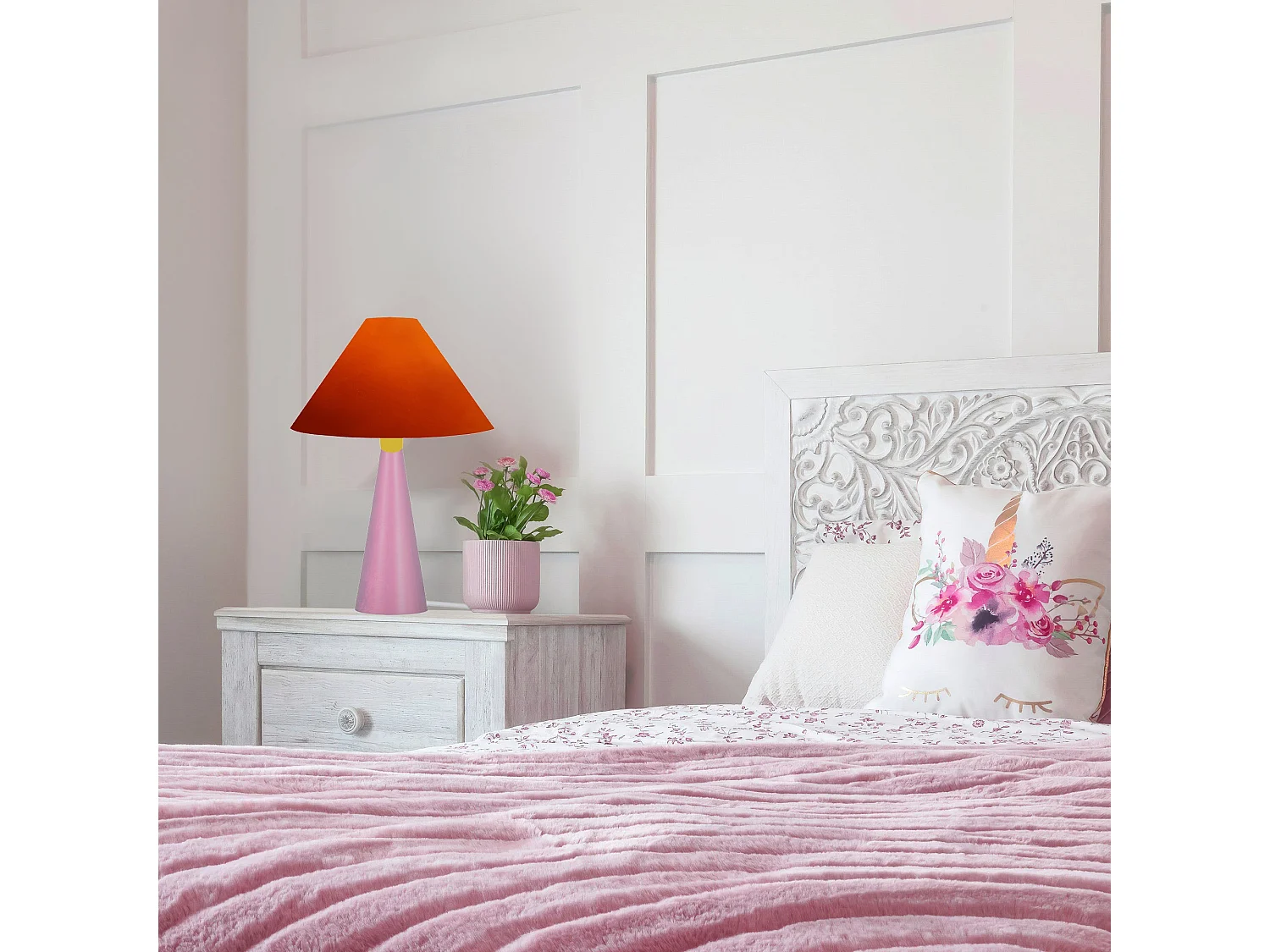 Lámpara de noche TOSEL ,metal,madera,Naranja,A37xD21xP21cm