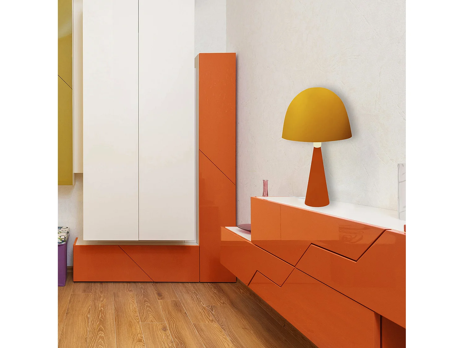 Lampe a Poser TOSEL ,métal,bois,Jaune ,H37xD22xP22cm