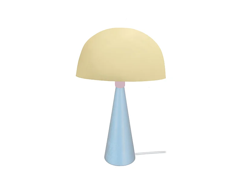 Lampe a Poser TOSEL ,métal,bois,beige,H37xD24,5xP24,5cm