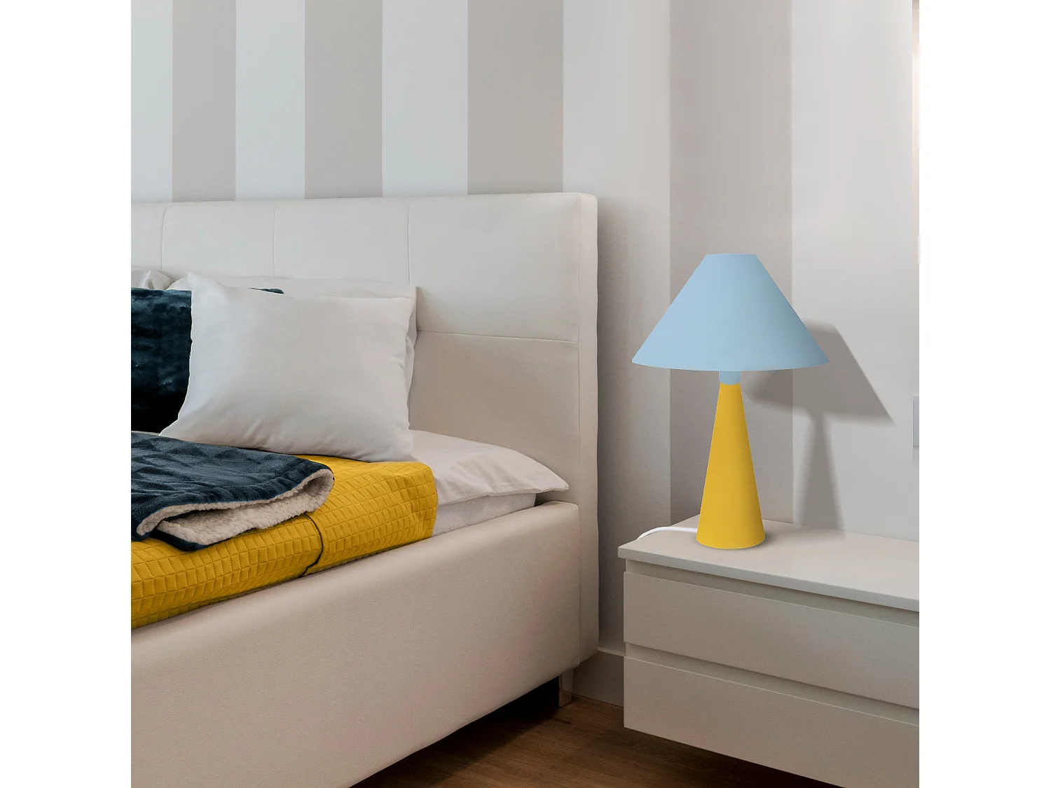 Lámpara de noche TOSEL ,metal,madera,Azul ,A37xD21xP21cm