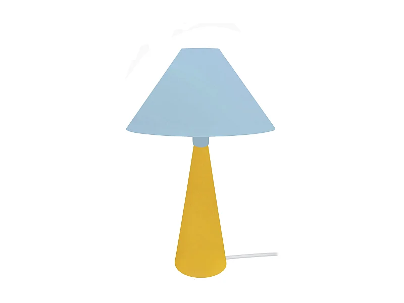 Lampe a Poser TOSEL ,métal,bois,Bleu,H37xD21xP21cm