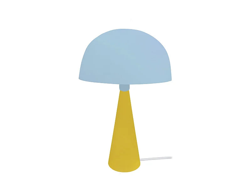 Lampe a Poser TOSEL ,métal,bois,Bleu,H37xD24,5xP24,5cm