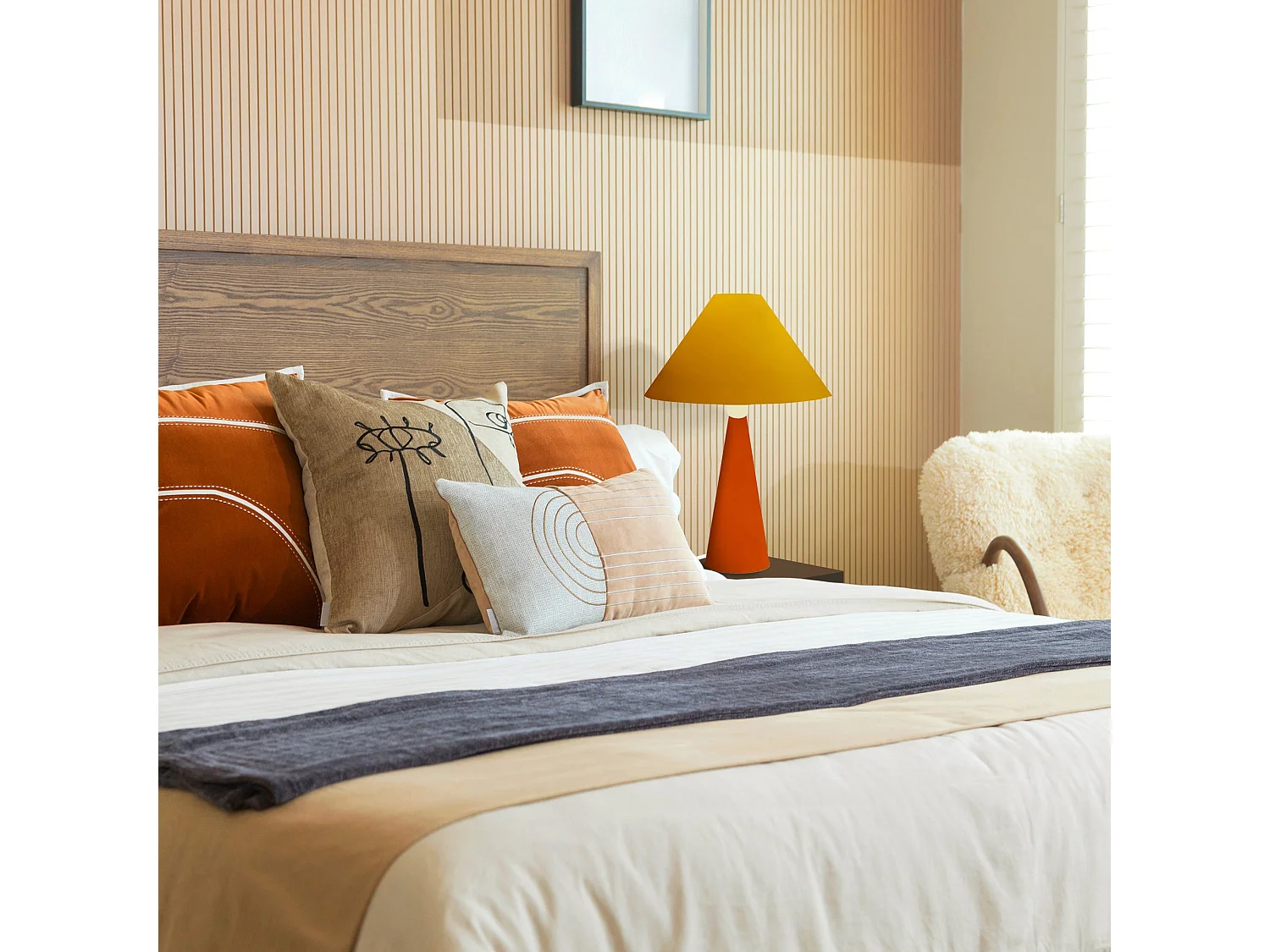 Lámpara de noche TOSEL ,metal,madera,AMARILLO,A37xD21xP21cm