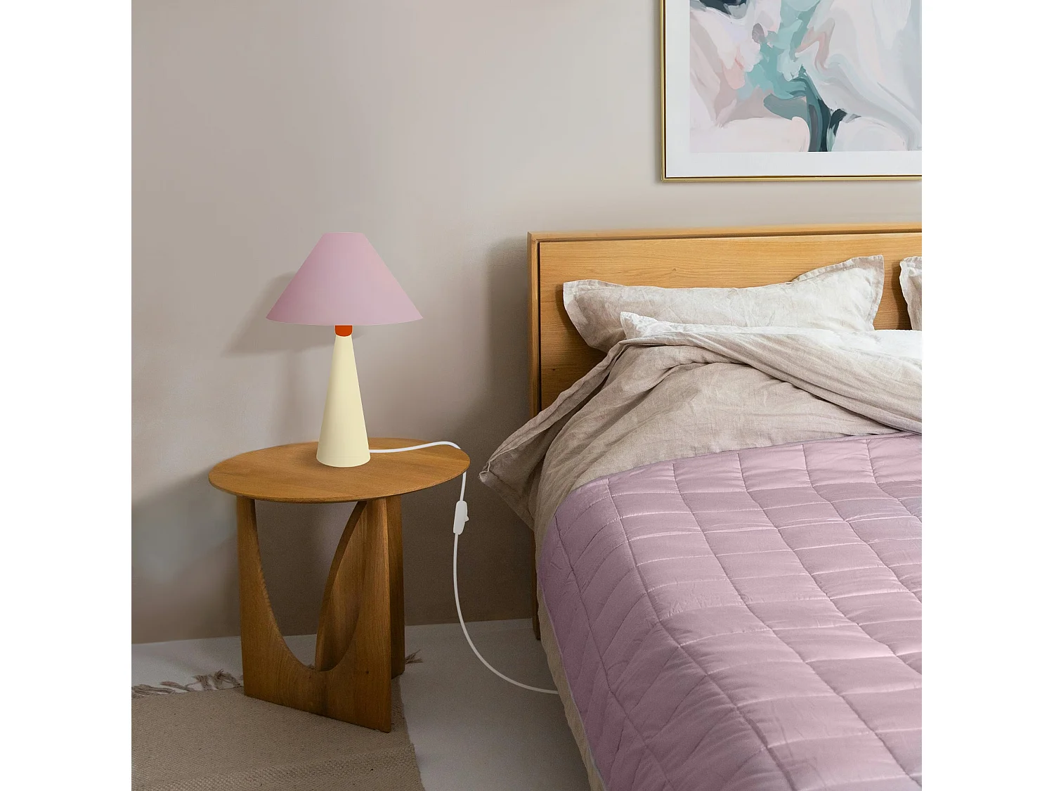 Lámpara de noche TOSEL ,metal,madera,Rosa ,A37xD21xP21cm