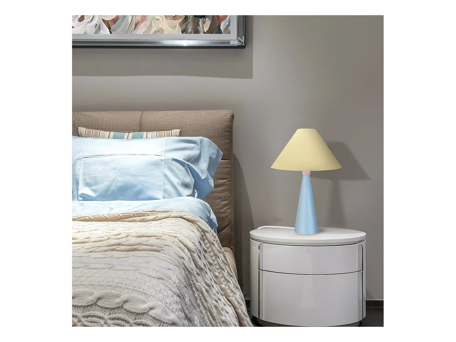 Lampe a Poser TOSEL ,métal,bois,beige,H37xD21xP21cm