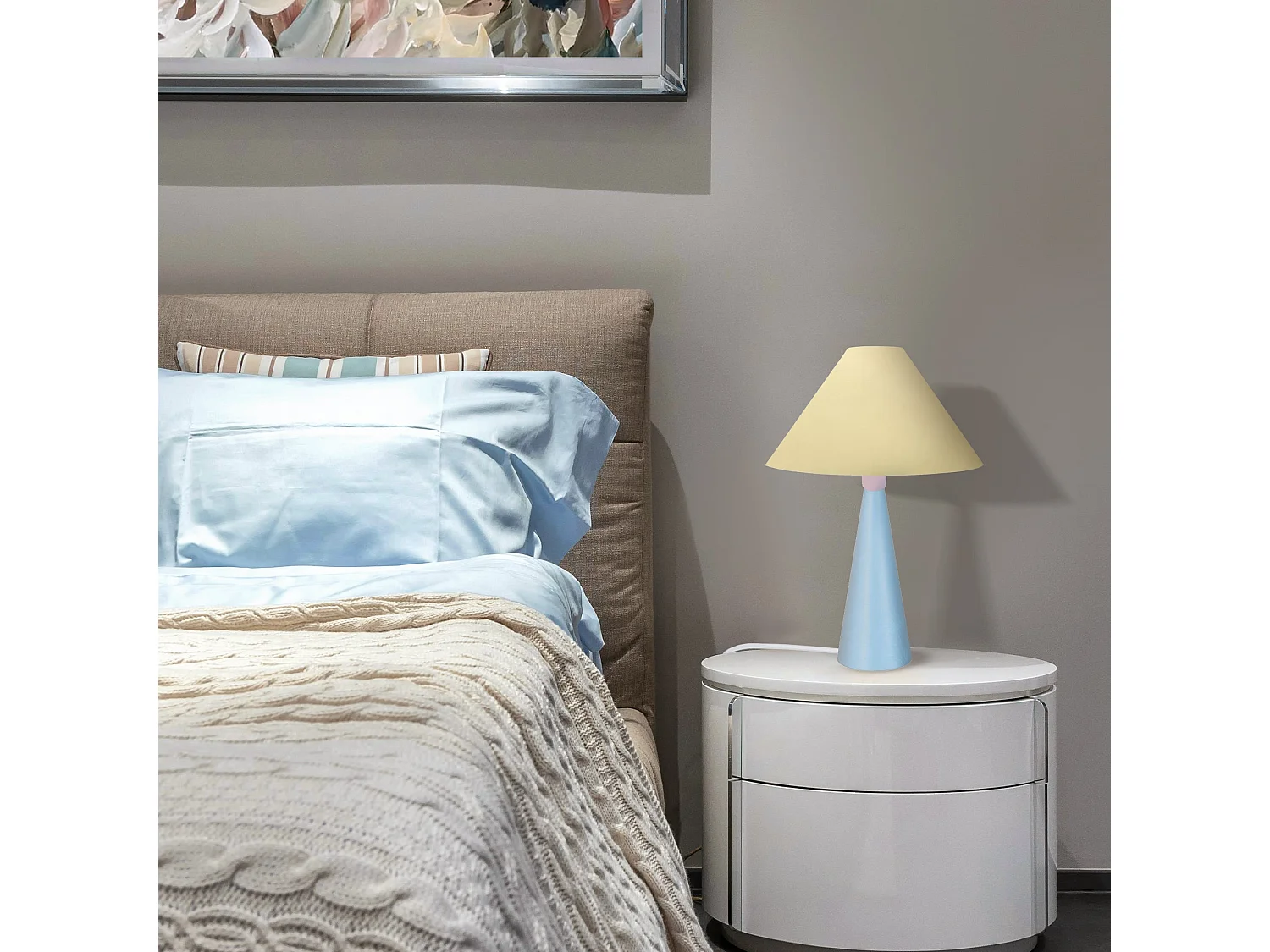 Lámpara de noche TOSEL ,metal,madera,beige,A31xD16xP16cm