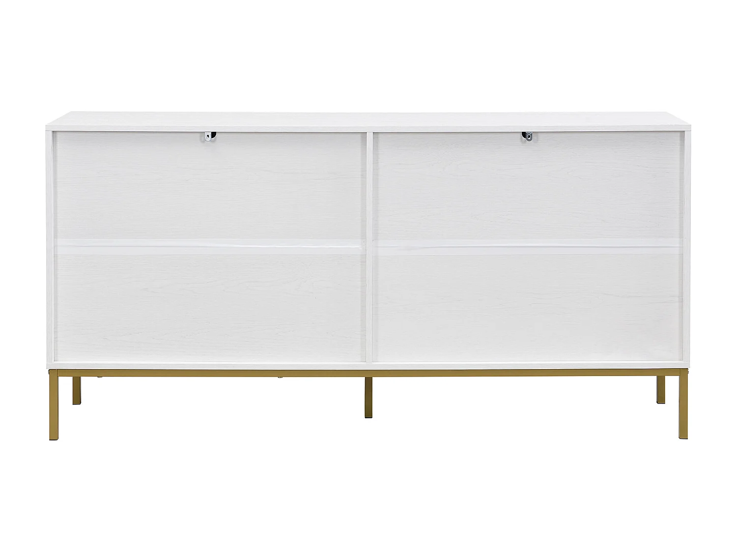 URBAN MEUBLE Buffet moderne blanc 4 portes texturés et accents dorés