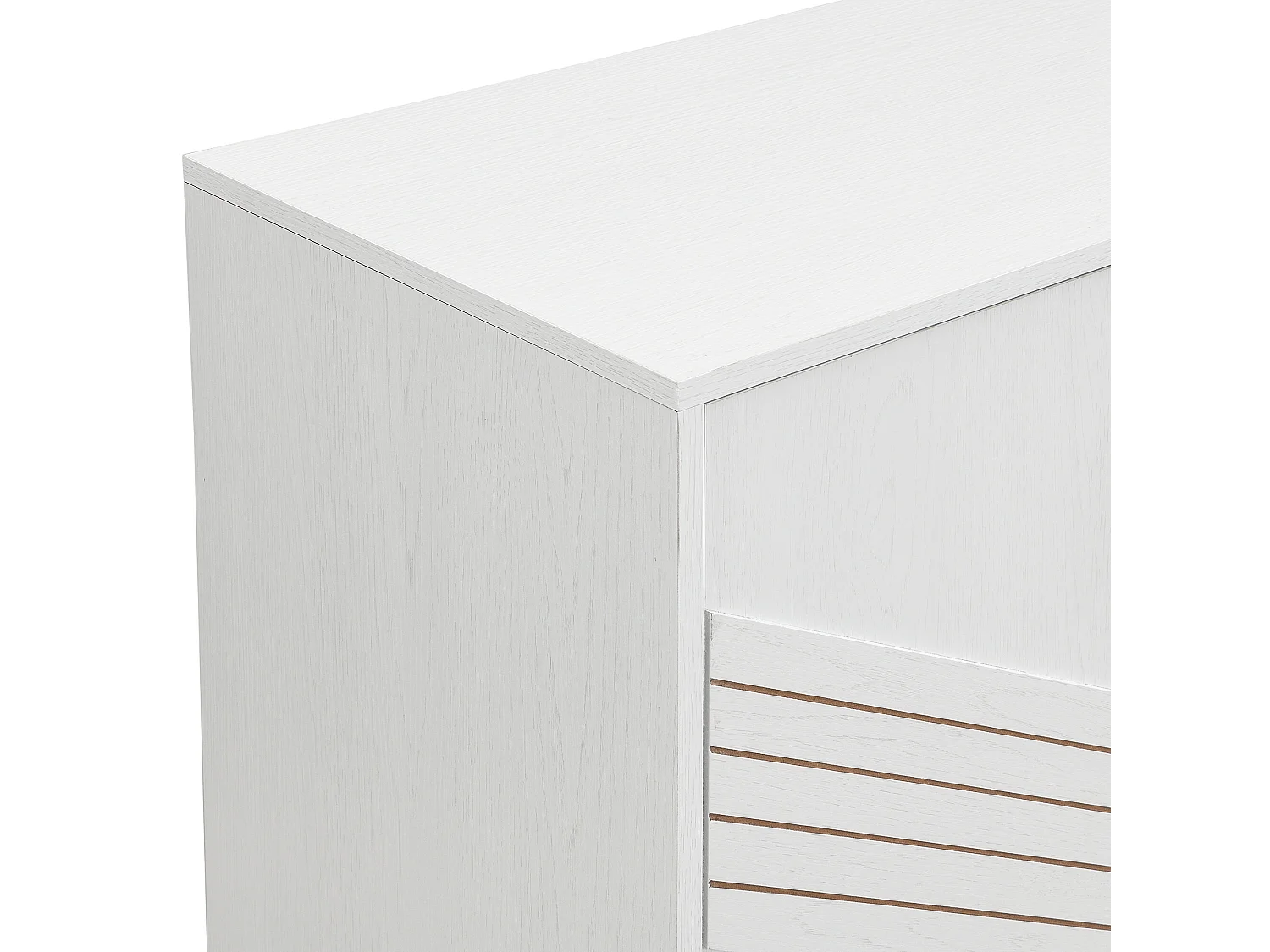 URBAN MEUBLE Buffet moderne blanc 4 portes texturés et accents dorés