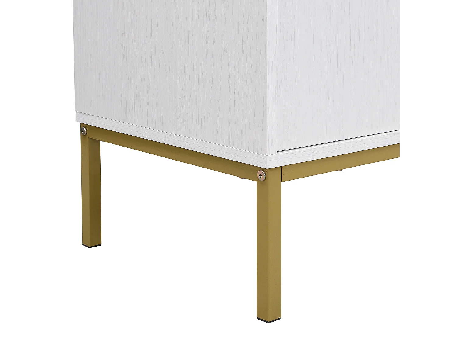 URBAN MEUBLE Buffet moderne blanc 4 portes texturés et accents dorés