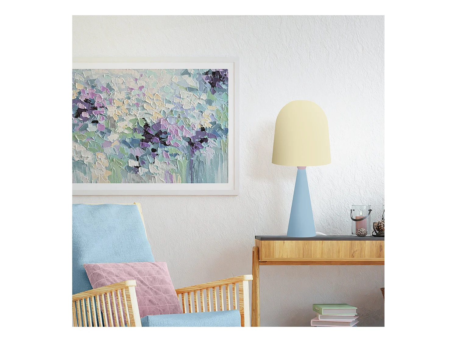 Lampe a Poser TOSEL ,métal,bois,beige,H37xD17xP17cm