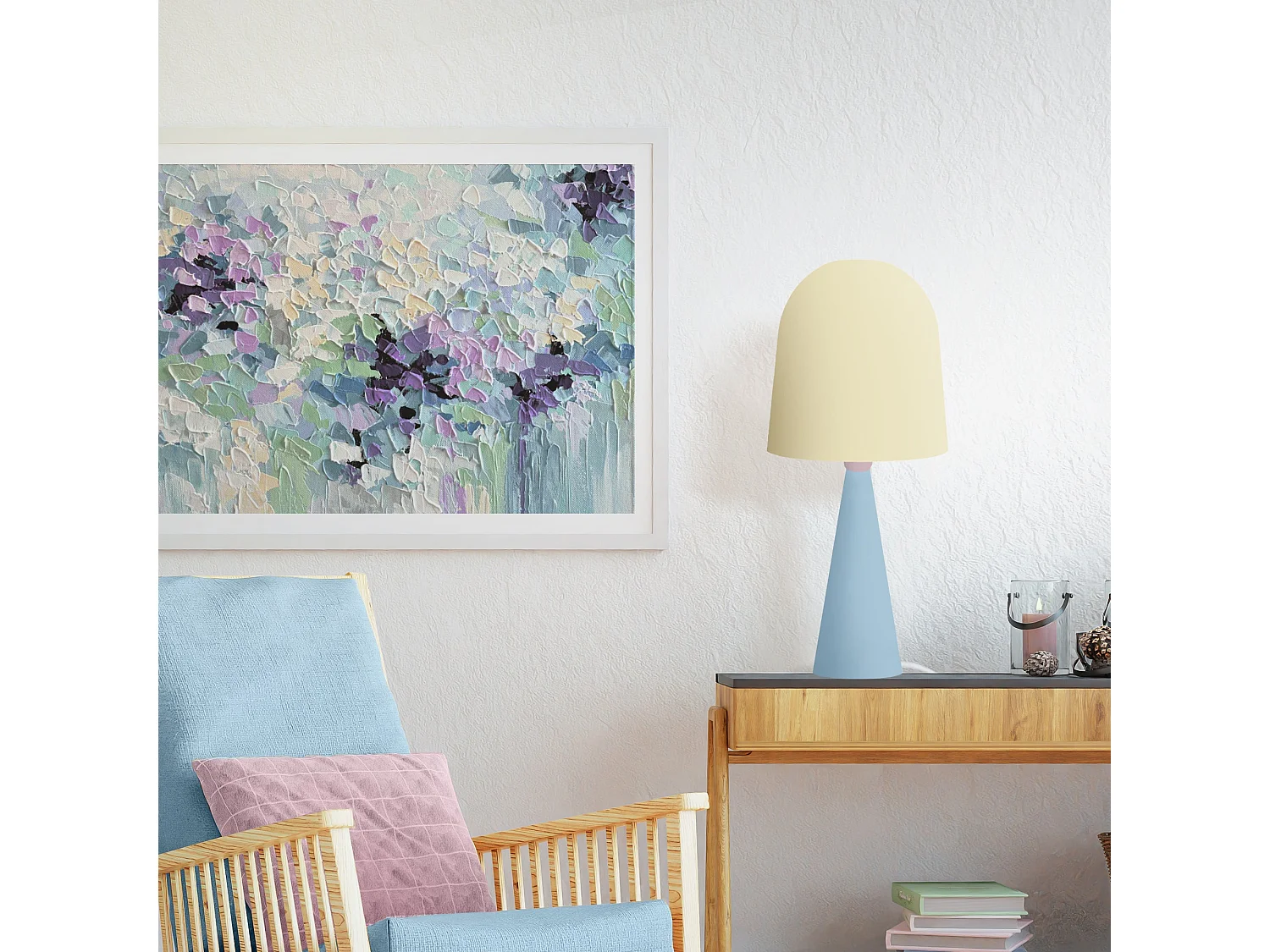 Lámpara de noche TOSEL ,metal,madera,beige,A37xD23,5xP23,5cm