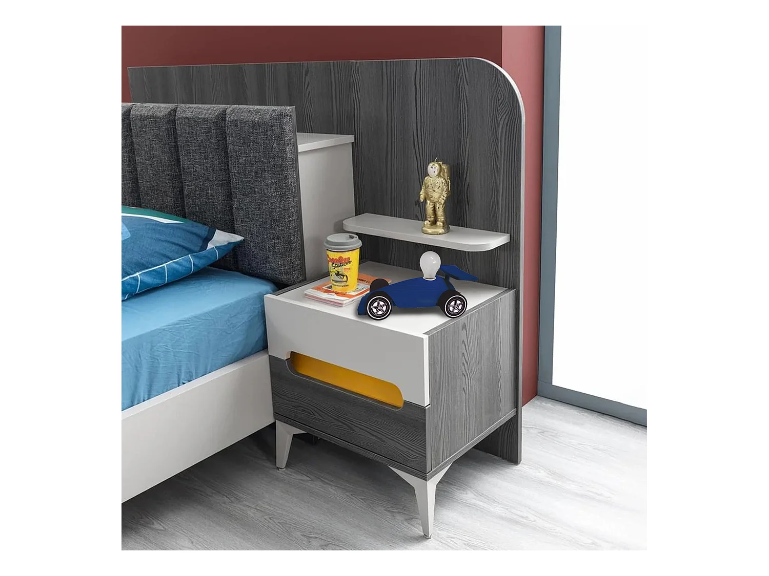 Lampe d'Enfant TOSEL ,bois,Bleu , H 24xD14x P 14cm