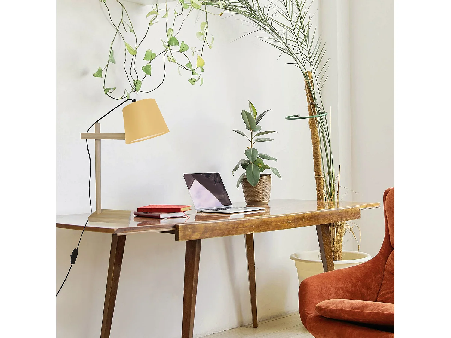 Lámpara de Escritorio TOSEL ,madera,beige,A12xD16xP32cm