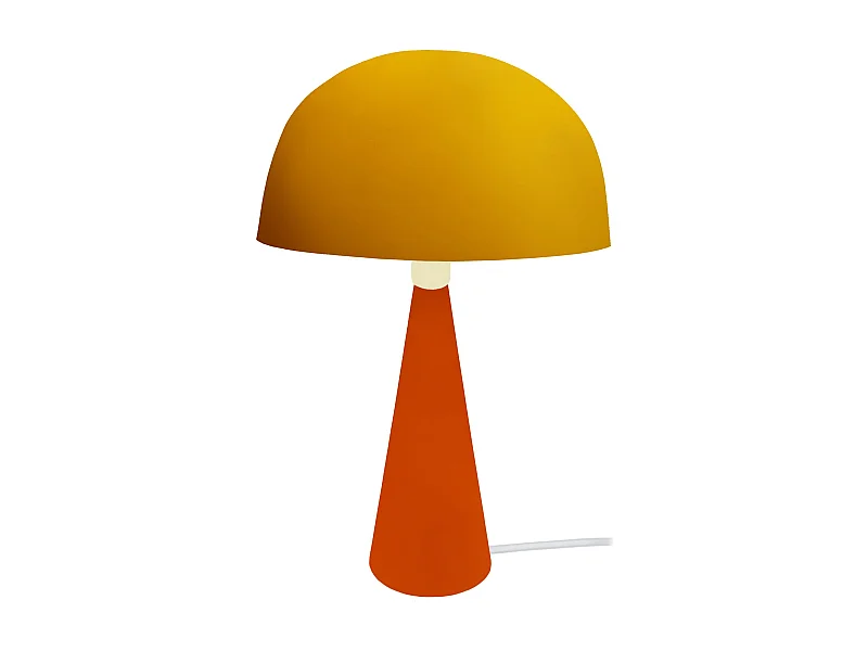 Lampe a Poser TOSEL ,métal,bois,Jaune ,H37xD24,5xP24,5cm