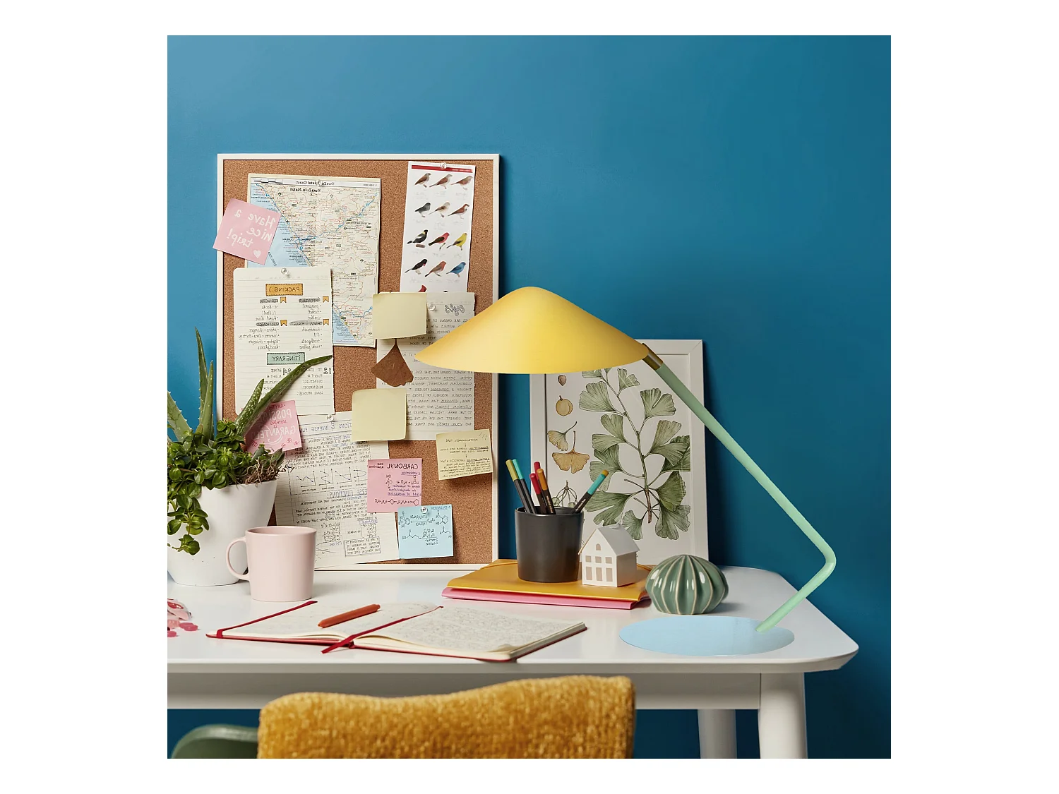 Lampe de Bureau TOSEL ,métal,Jaune ,H35xD20xP49cm