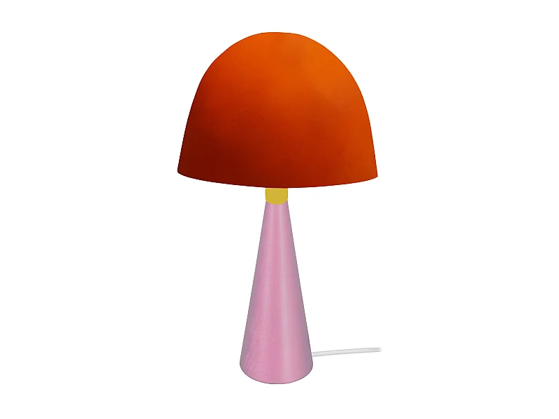 Lampe a Poser TOSEL ,métal,bois,Orange ,H37xD22xP22cm