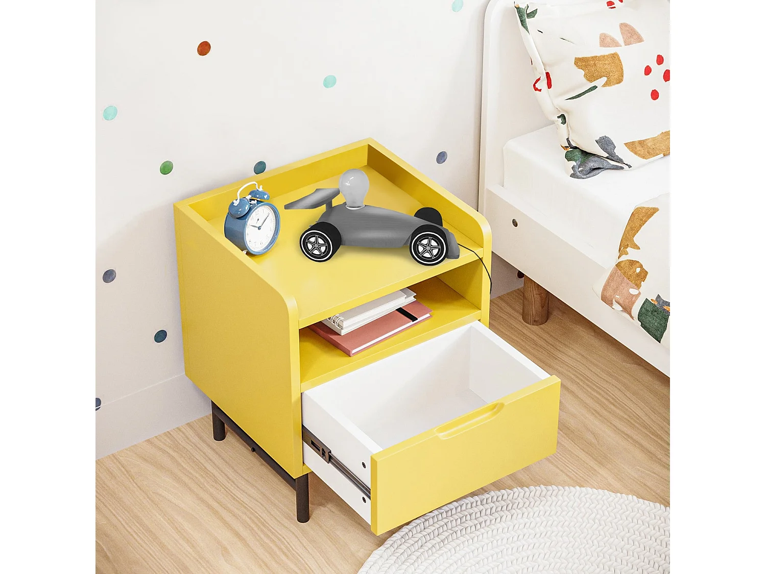 Lámpara de noche TOSEL ,madera,Aluminio , A10xD28xP 22cm