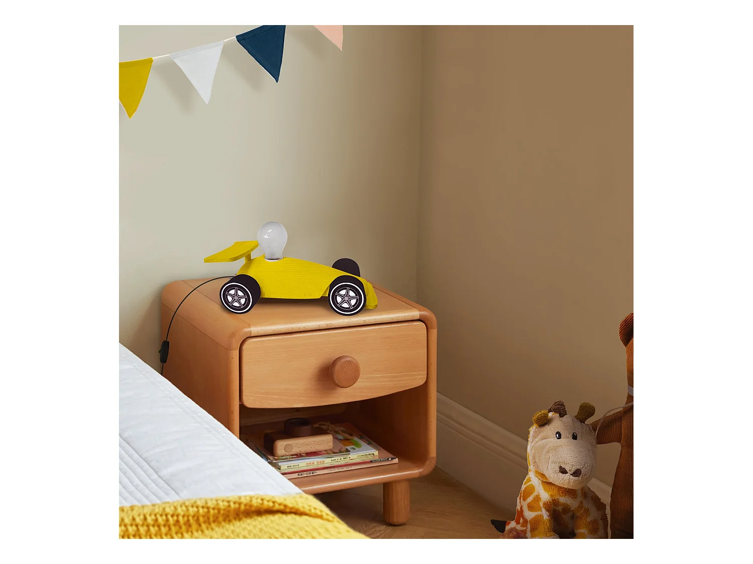 Lampe d'Enfant TOSEL ,bois,Jaune ,H24xD14xP14cm