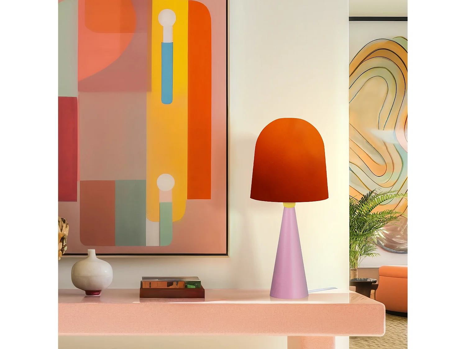 Lampada da tavolo legno cone rosa PETITE BRITTA arancio D'17cm