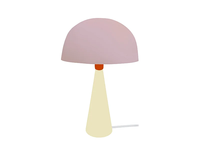 Lampe a Poser TOSEL ,métal,bois,Rose ,H37xD24,5xP24,5cm