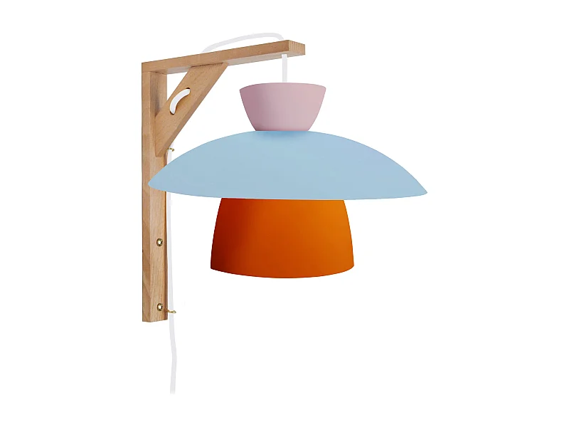 Applique TOSEL ,bois,Orange ,H30xD24xP27,5cm