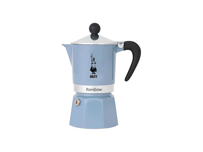 Cafetière Italienne 6 Tasses Bleu Azur Rainbow Bialetti - Gaieté et Couleurs de l'Arc-en-ciel