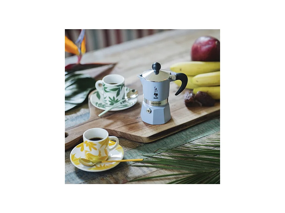 Italienischer Kaffeekocher 6 Tassen Azurblauer Regenbogen Bialetti - Fröhlichkeit und Farben des Regenbogens